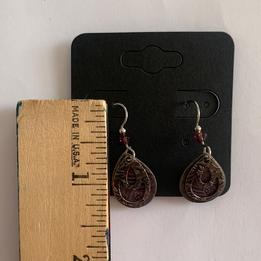 Purple Teardrop Dangle Earrings - Women Jewelry - Picture 10 of 11